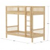 Flexa CLASSIC RAW Etagenbett mit Sprossen und gerader Leiter, 90x200 cm, Kiefernholz Natur