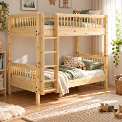 FLEXA Classic Raw Etagenbett 90x200 cm Natur | befox.ch