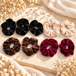 9er-Set Samt-Scrunchies ca. 12 cm – Elegance
