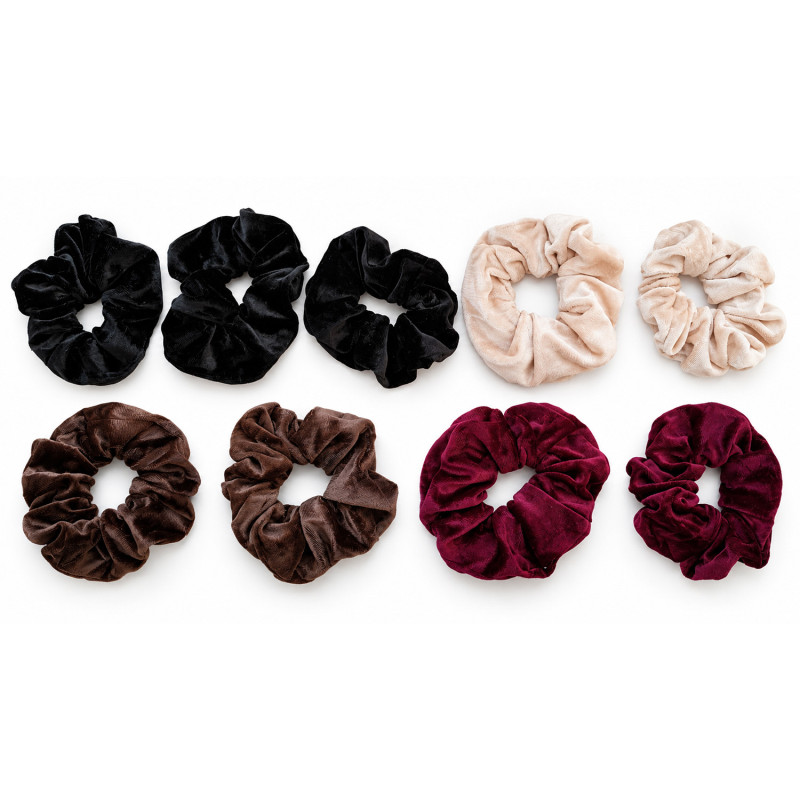 9er-Set Samt-Scrunchies ca. 12 cm – Elegance