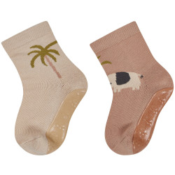 Sterntaler Socken Fliesen Flitzer AIR 2er Pack, Grösse 17-18, 6-9 Monate Palme Elefant