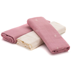 Fillikid Mullwindeln Bambus & Baumwolle 75 × 75 cm – 3er-Pack Lila, Beige