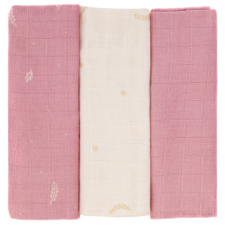 Fillikid Mullwindeln Bambus & Baumwolle 75 × 75 cm – 3er-Pack Lila, Beige
