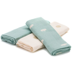 Fillikid Mullwindeln Bambus & Baumwolle 75 × 75 cm – 3er-Pack Grün, Beige