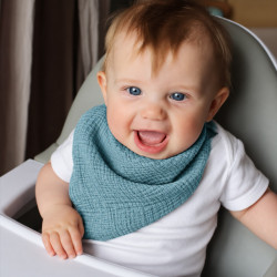3er-Set Baby Lätzchen Musselin Baumwolle Blau Gelb | befox.ch
