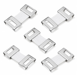 5er-Set elastische Verbandklammern mit Metallschnalle – Weiss