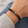 Perlenarmband mit Mondstein- und Tigeraugenoptik – 8 mm, Schwarz/Braun