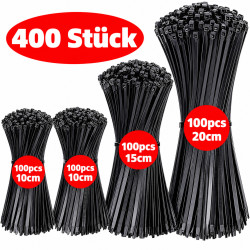 Kabelbinder Schwarz – 400 Stück – 3 mm schmal – 10, 15 und 20 cm