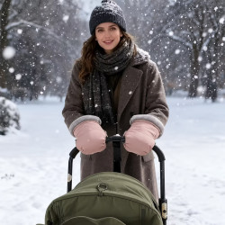 Kinderwagen-Handwärmer Rosa – Flauschige Kinderwagenhandschuhe – Universalgrösse