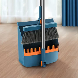 Kehrbesen und Kehrschaufel mit Stiel – 2er-Set – Blau