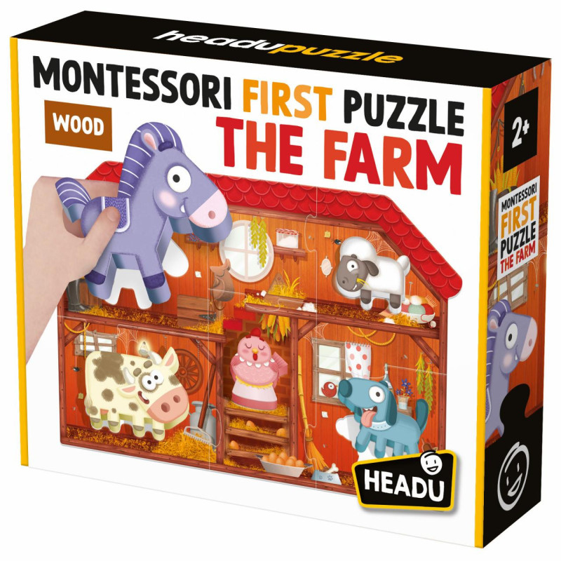 Headu Montessori Bauernhof-Puzzle mit Holzfiguren | befox.ch