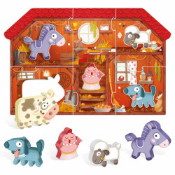 Headu Montessori Bauernhof-Puzzle mit Holzfiguren | befox.ch