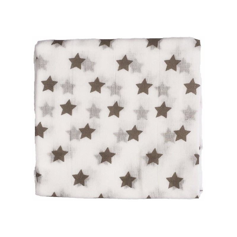 Zewi Baby Gaze Noschi bedruckt Sterne weiss-schlamm 07