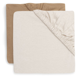 Jollein Duo Fixleintuch Jersey 70x140 cm 2-Stück – Hazel & Oatmeal