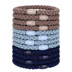 Geflochtene Haargummis Braun Blau 15 Stück | befox.ch