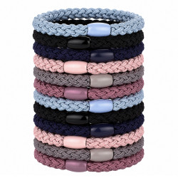Geflochtene Haargummis Blau, Schwarz, Grau, Rosa | befox.ch