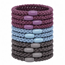 Geflochtene Haargummis Bordeaux Hellblau Grau | befox.ch