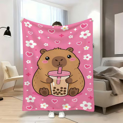 Capybara Decke 100 x 70 cm Rosa mit Motiv | befox.ch