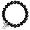 Perlenarmband Schutzengel Schwarz – elastisch mit Engelanhänger