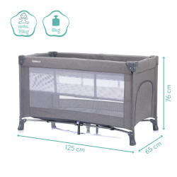 Fillikid Reisebett Milano Grau Melange 120 x 60 cm | befox.ch
