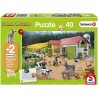 Schmidt Spiele Puzzle Ein Tag auf dem Bauernhof 40 Teile mit 2 Schleich Figuren