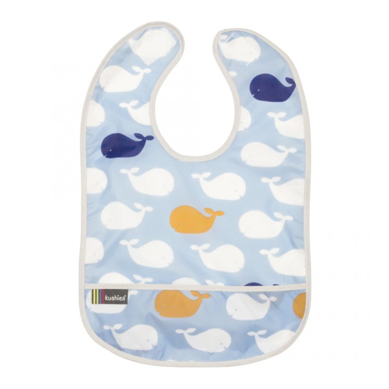 Kushies Lätzchen ohne Ärmel CleanBib 6-12 Monate Wal