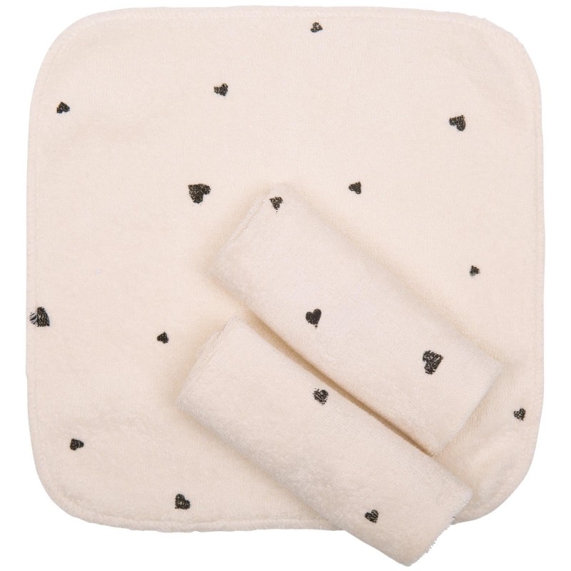 ZEWI bébé-jou Waschtücher 3er-Pack Classic Hearts
