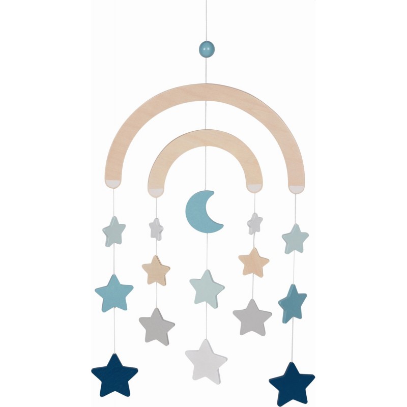 Goki Holz Mobile Sterne und Mond Azur