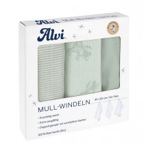 Alvi Mull-Windeln Bio Baumwolle Teddy 3 Stück 80x80 cm