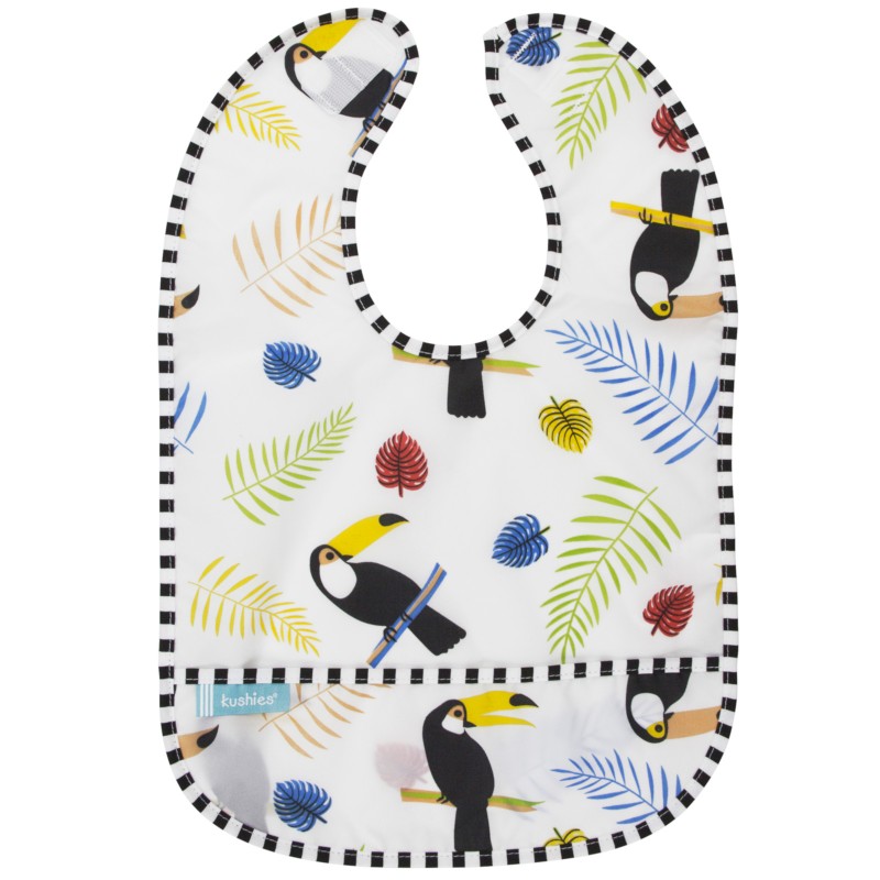 Kushies Lätzchen ohne Ärmel CleanBib 6-12 Monate Vögel