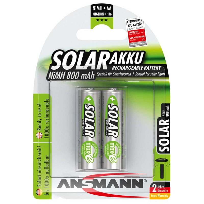 Ansmann Solar Akku AA Mignon Batterie 800mAh 2 Stück
