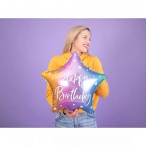 Folien-Ballon Stern Rainbow Happy Birthday