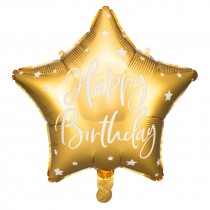 Folien-Ballon Stern Gold Happy Birthday