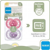 Mam Original Pure Silikon Schnuller 2 Stück ab 16 Monate Reh Vogel