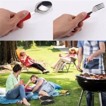 Multifunktionales 4 in 1 Outdoor-Geschirr - Gabel, Löffel, Messer, Flaschenöffner Rot
