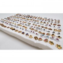 100 Paar verschiedene Ohrstecker mit 100 Gummi-Stopper Prinzessin Gold, Silber