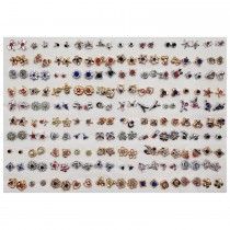 100 Paar verschiedene Ohrstecker mit 100 Gummi-Stopper Prinzessin Gold, Silber