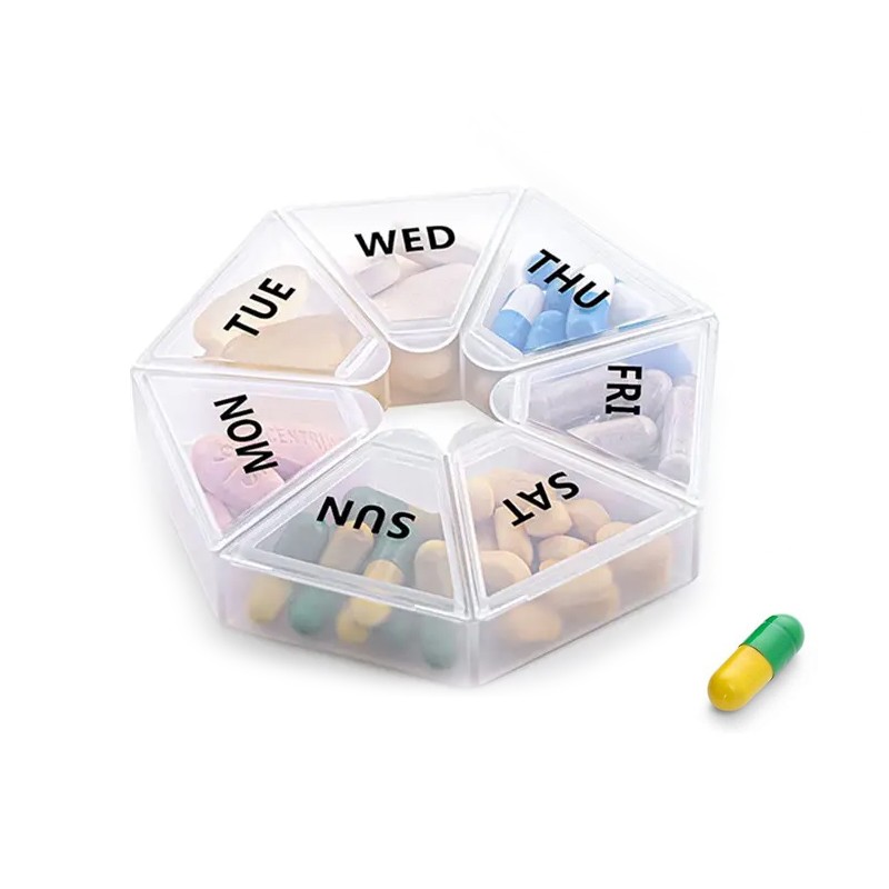 Heptagon Tablettenbox Woche - 7 Tage Transparent