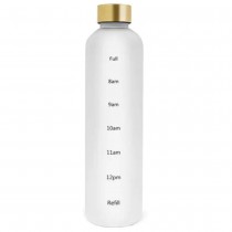 1l Wasserflasche mit Zeitmarkierungen Weiss