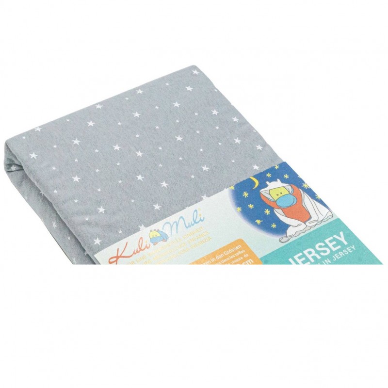 Kuli-Muli Fixleintuch Jersey 80x35 cm Sterne Grau