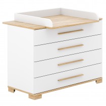 Paidi Yolanda Schiebetürenschrank 2T2S breit, Kinderbett und Wickelkommode Kreideweiss/Eiche-Montana-NB