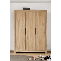 Paidi Josie Kleiderschrank 3T Eiche-Montana-NB/Naturschwarz
