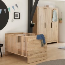 Paidi Josie Kleiderschrank 3T Eiche-Montana-NB/Naturschwarz