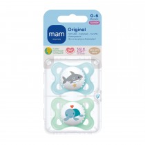 Mam Original Silikon Schnuller 2 Stück 0-6 Monate Hai Schildkröte