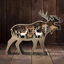 3D Holzdekoration mit LED, Weihnachtsdekoration Elch