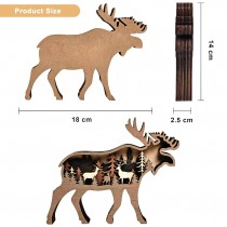 3D Holzdekoration mit LED, Weihnachtsdekoration Elch