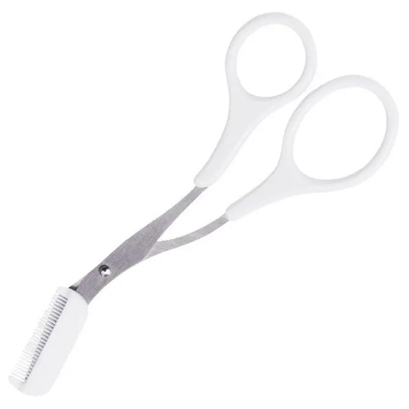 Augenbrauenschere mit Kamm, Augenbrauentrimmer Weiss