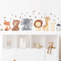 Süsse Cartoon Tiere, Sterne & Mond Wandaufkleber, Wandtattoos