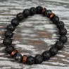 Elastisches Perlen Armband Lava Rock