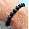 Elastisches Perlen Armband Lava Rock